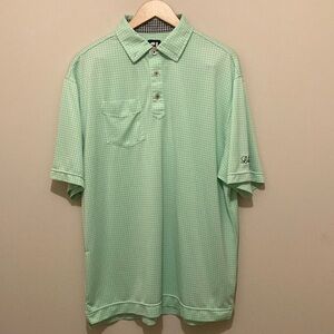 FootJoy lime green and white checked golf polo Sz XL